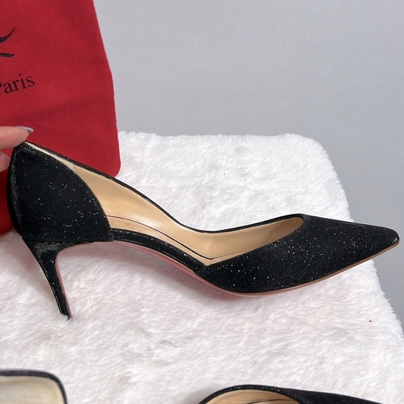 Christian Louboutin Iriza 100 Black Glitter Pumps w/Dust Bag size EU 37 NWOB - Picture 7 of 12
